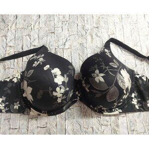 Auden The Superstar Bra Black Floral Underwire Comfort Smoothing Size 46DDD